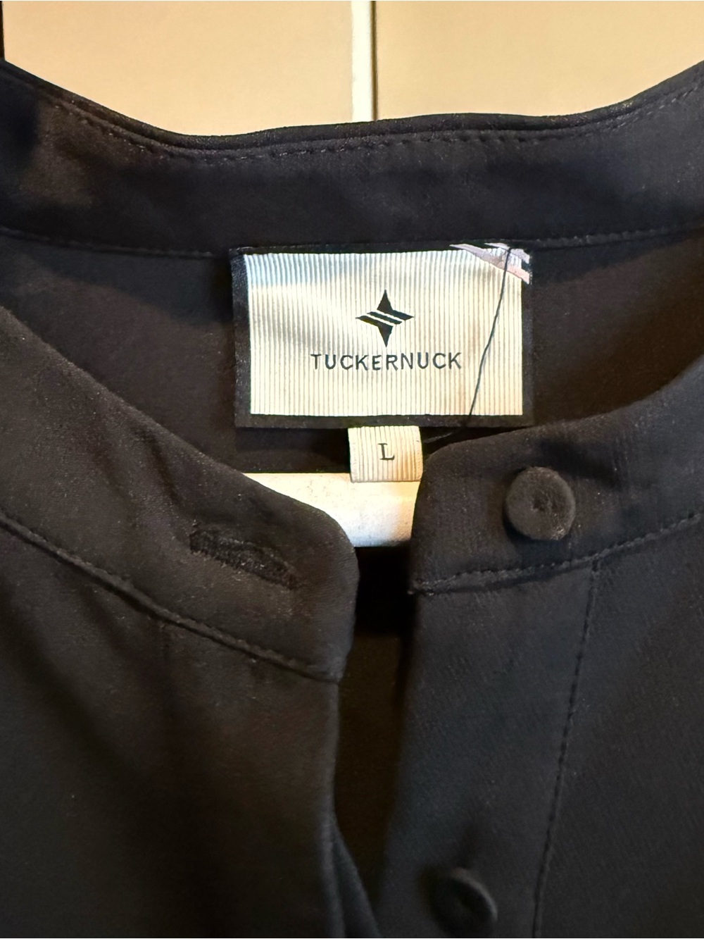 Tuckernuck Black Collarless Button shirt dress